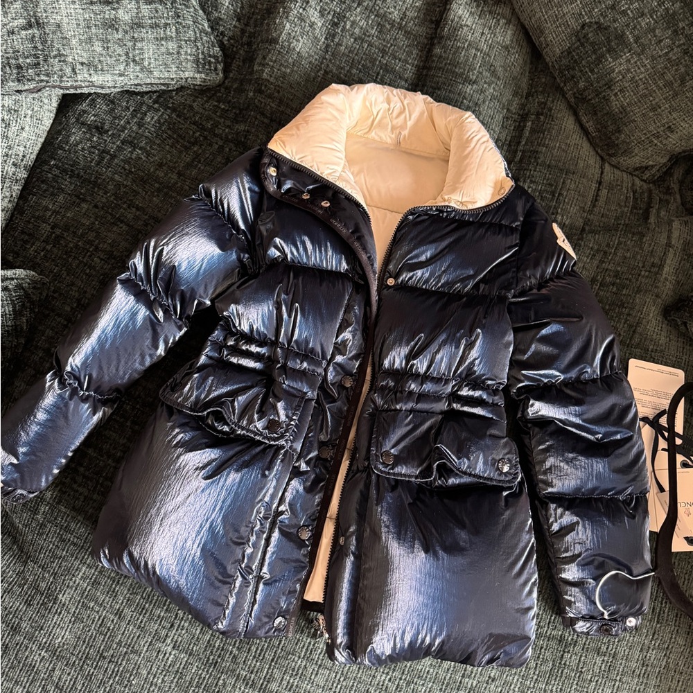 Moncler Glossy Black Jacket with Soft Cream Interior